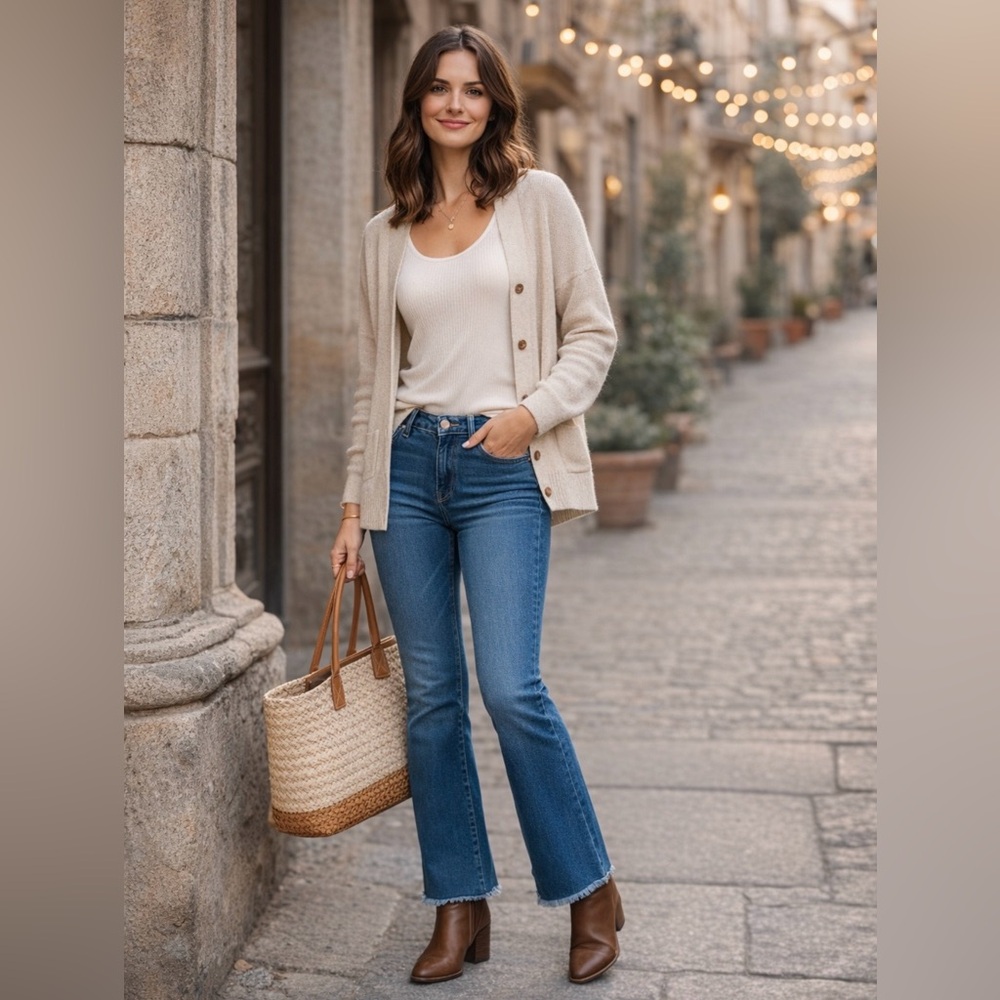 Free People Raw Hem Cropped Flare Jeans - Women's W30 - Blue Medium Wash